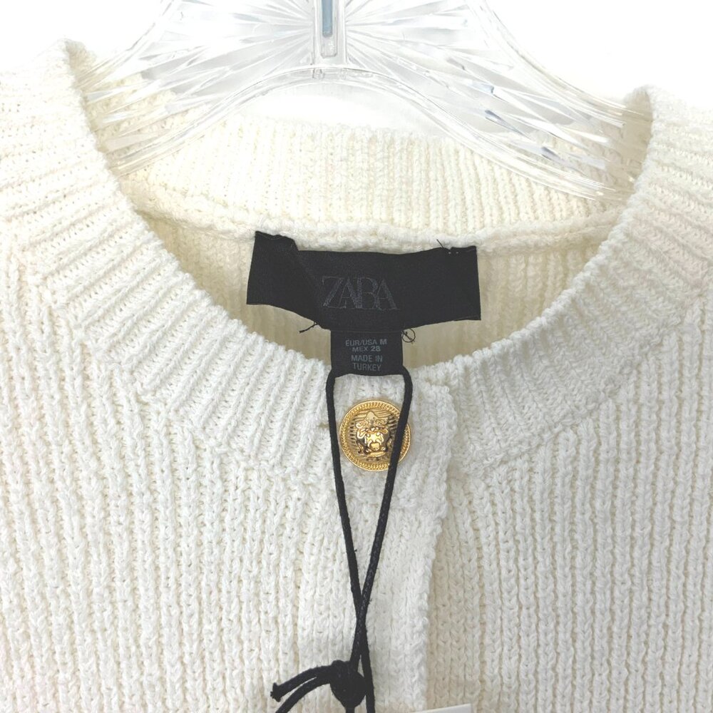 Zara Plain Knit Top/Vest in Cream with Gold Buttons Sz M - Picture 8 of 16